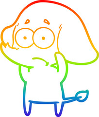 rainbow gradient line drawing cartoon unsure elephant