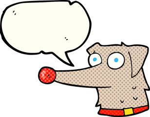 comic book speech bubble cartoon dog with collar