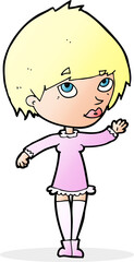 cartoon woman waving