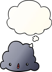 cartoon cloud and thought bubble in smooth gradient style
