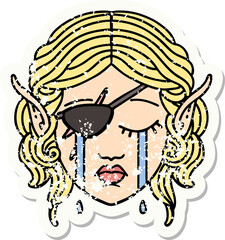 crying elf rogue character face grunge sticker