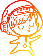 warm gradient line drawing cartoon astronaut woman