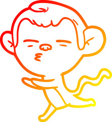 warm gradient line drawing cartoon suspicious monkey