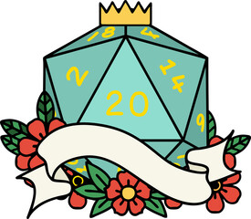 natural twenty D20 dice roll illustration
