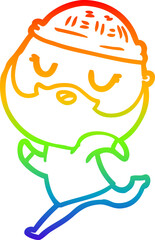 rainbow gradient line drawing cartoon man with beard