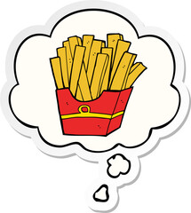 cartoon fries and thought bubble as a printed sticker