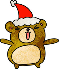 christmas textured cartoon of kawaii bear