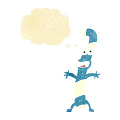 cartoon candy cane with thought bubble