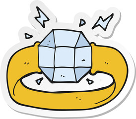 sticker of a cartoon ring with huge gem