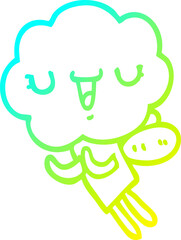 cold gradient line drawing cute cartoon cloud head creature