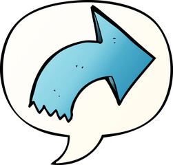 cartoon pointing arrow and speech bubble in smooth gradient style