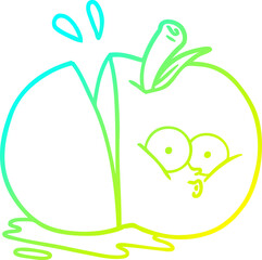 cold gradient line drawing cartoon sliced apple
