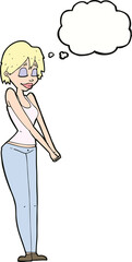 cartoon content woman with thought bubble