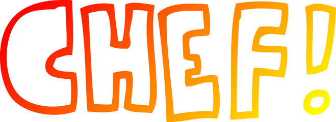 warm gradient line drawing cartoon word chef