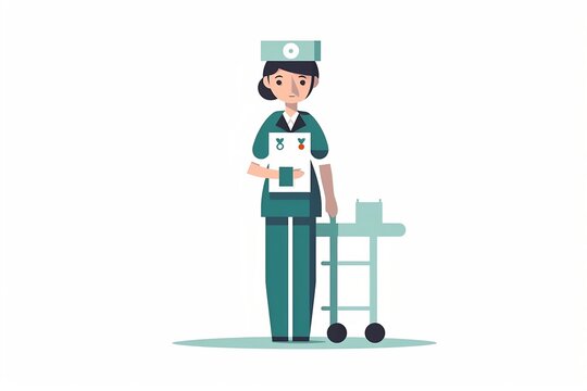 vector image of a woman working as a nurse, vector, flat design style, character, cartoon, office worker, employee, cute concept vector illustration in flat style. generative ai