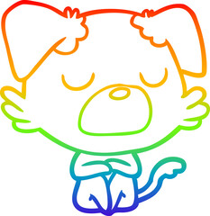 rainbow gradient line drawing cartoon dog