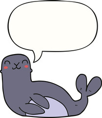 cartoon seal and speech bubble
