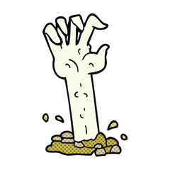 cartoon zombie hand rising from ground