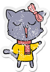 distressed sticker of a cartoon cat