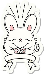 sticker of tattoo style happy rabbit