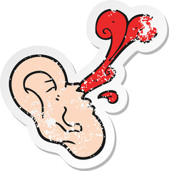 retro distressed sticker of a cartoon severed ear