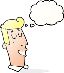 thought bubble cartoon grinning man