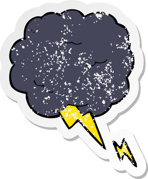 recommend clip art: retro distressed sticker of a cartoon thundercloud symbol
