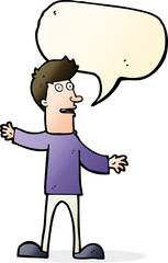 cartoon surprised man with speech bubble