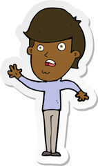 sticker of a cartoon unhappy boy