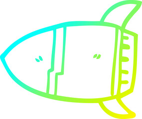 cold gradient line drawing cartoon space rocket