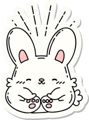 sticker of tattoo style happy rabbit