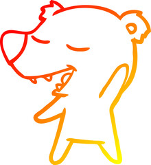 warm gradient line drawing cartoon bear