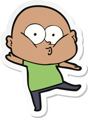 sticker of a cartoon bald man staring