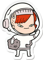 sticker of a cartoon astronaut woman