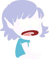 flat color style cartoon shocked elf girl