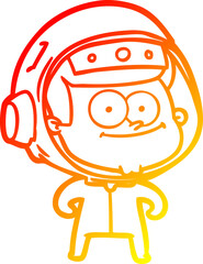 warm gradient line drawing happy astronaut cartoon