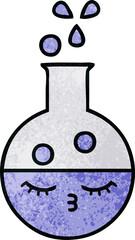 retro grunge texture cartoon test tube