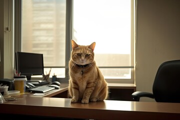 Cat Mastering the Office: Business Success Starts From the Top. Generative AI