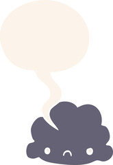 cartoon cloud and speech bubble in retro style