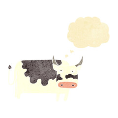 cartoon cow with thought bubble