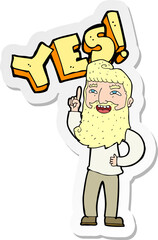 sticker of a cartoon man shouting YES