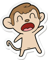 sticker of a shouting cartoon monkey