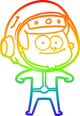 rainbow gradient line drawing happy astronaut cartoon