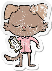 distressed sticker of a cute cartoon dog