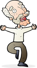 cartoon old man having a fright