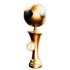 Golden champion cup isolated on white background. Championship trophy. Sports award. The concept of victory. 3d render