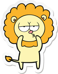 sticker of a cartoon bored lion