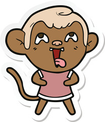 sticker of a crazy cartoon monkey