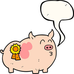 speech bubble cartoon prize winning pig