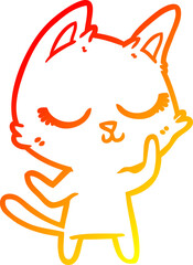warm gradient line drawing calm cartoon cat